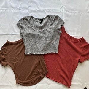 Lot of 3‎ Old Navy & Windsor short sleeve ribbed waffle shirts women’s medium